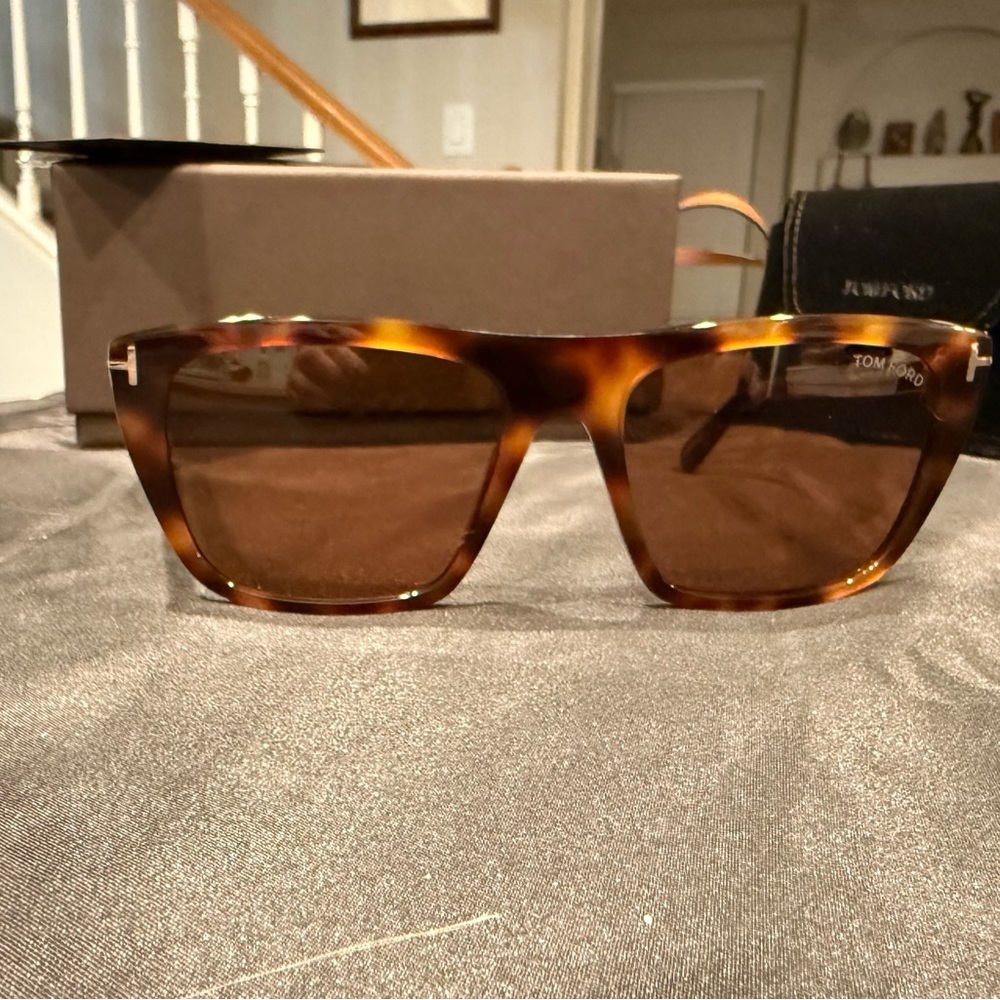 Tom Ford ASLAN FT1175 53E Blonde Havana/Brown Square Sunglasses - Picture 8 of 16